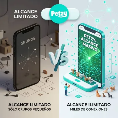Infografía oficial Petzy: Comparativa de alcance geolocalizado
